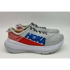 Hoka One One Carbon X Women's Grey/White Blue Red Athletic Running Shoes Sz 9.5
